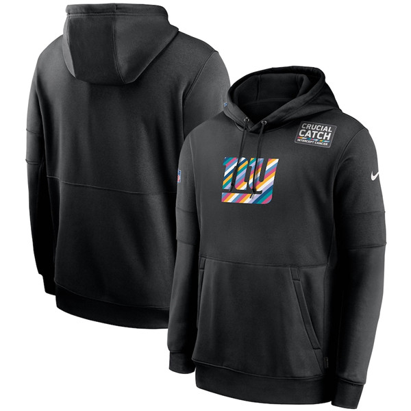 Men's New York Giants Black Crucial Catch Sideline Performance Pullover Hoodie 2020